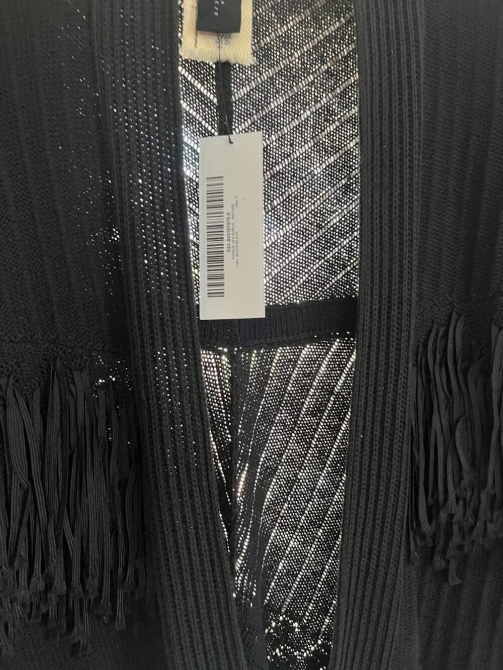 Zero + Maria Cornejo Fringe Hex Shrug in Black, size S - Picture 6 of 11